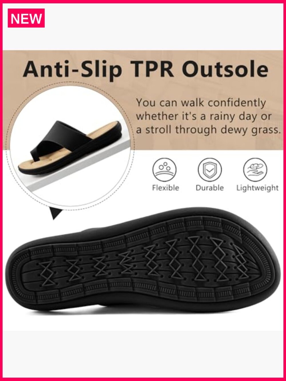 Orthopedic Flat Sandals Slides for Women Comfortable Walking Casual Shoes - Picture 6 of 7